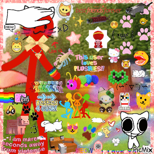 Silly cat / plushies collage